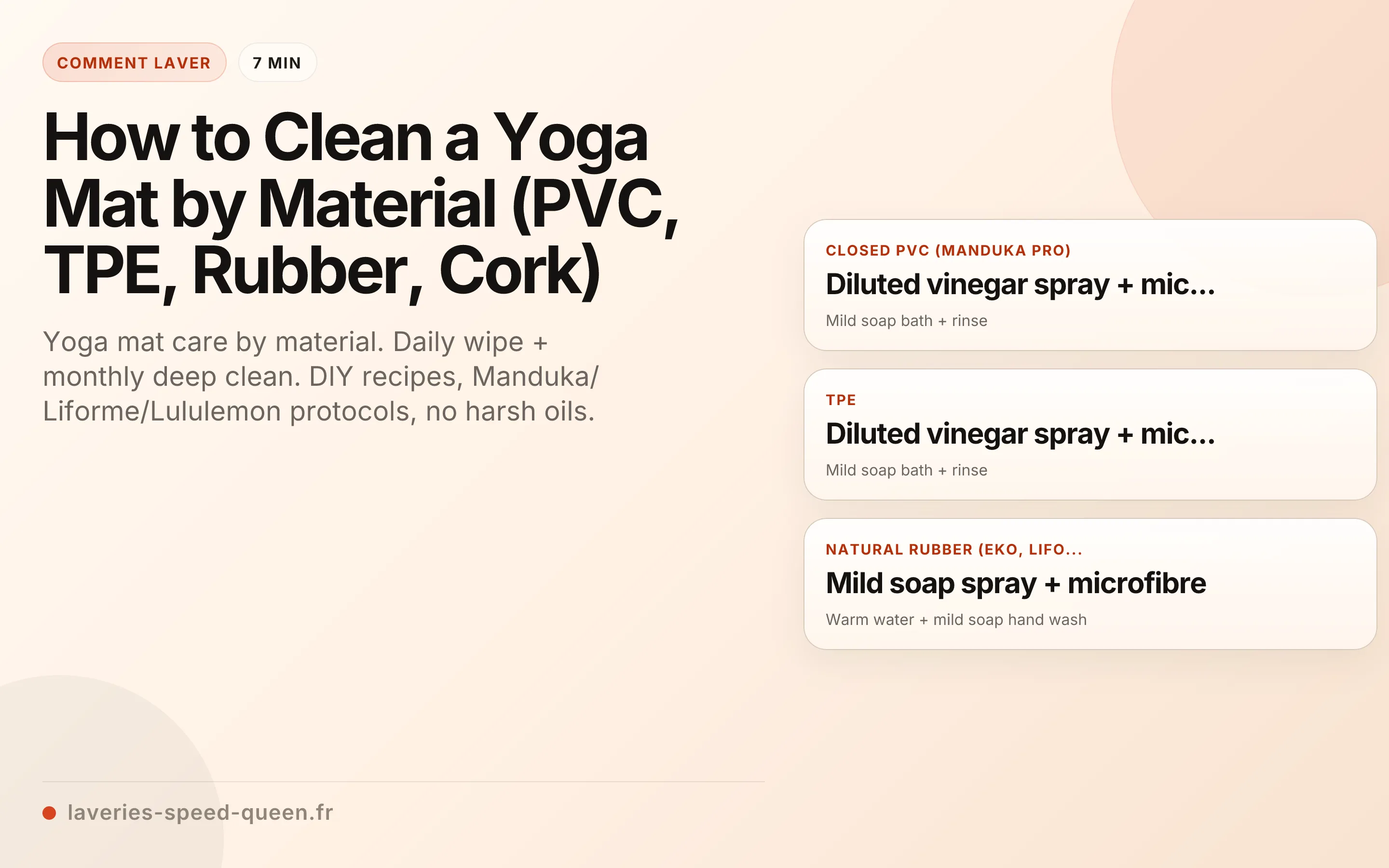 How to Clean a Yoga Mat by Material (PVC, TPE, Rubber, Cork)