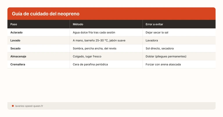 Guía de cuidado del neopreno