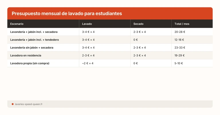Presupuesto mensual de lavado para estudiantes