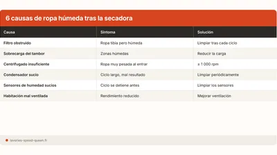 Ropa humeda despues de la secadora: 6 causas frecuentes