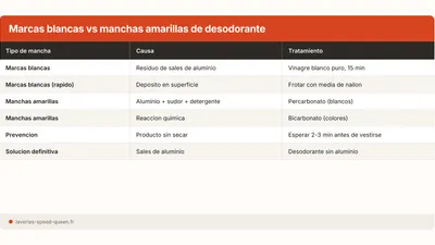 Marcas de desodorante: quitar manchas blancas y amarillas