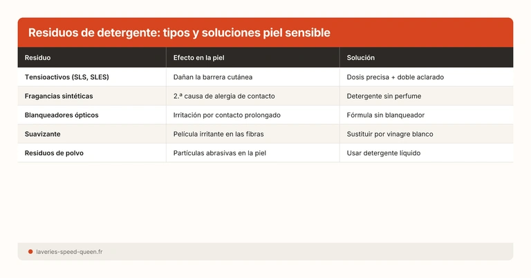 Residuos de detergente: tipos y soluciones piel sensible