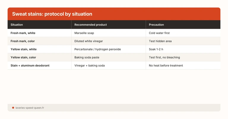 Sweat stains: protocol by situation