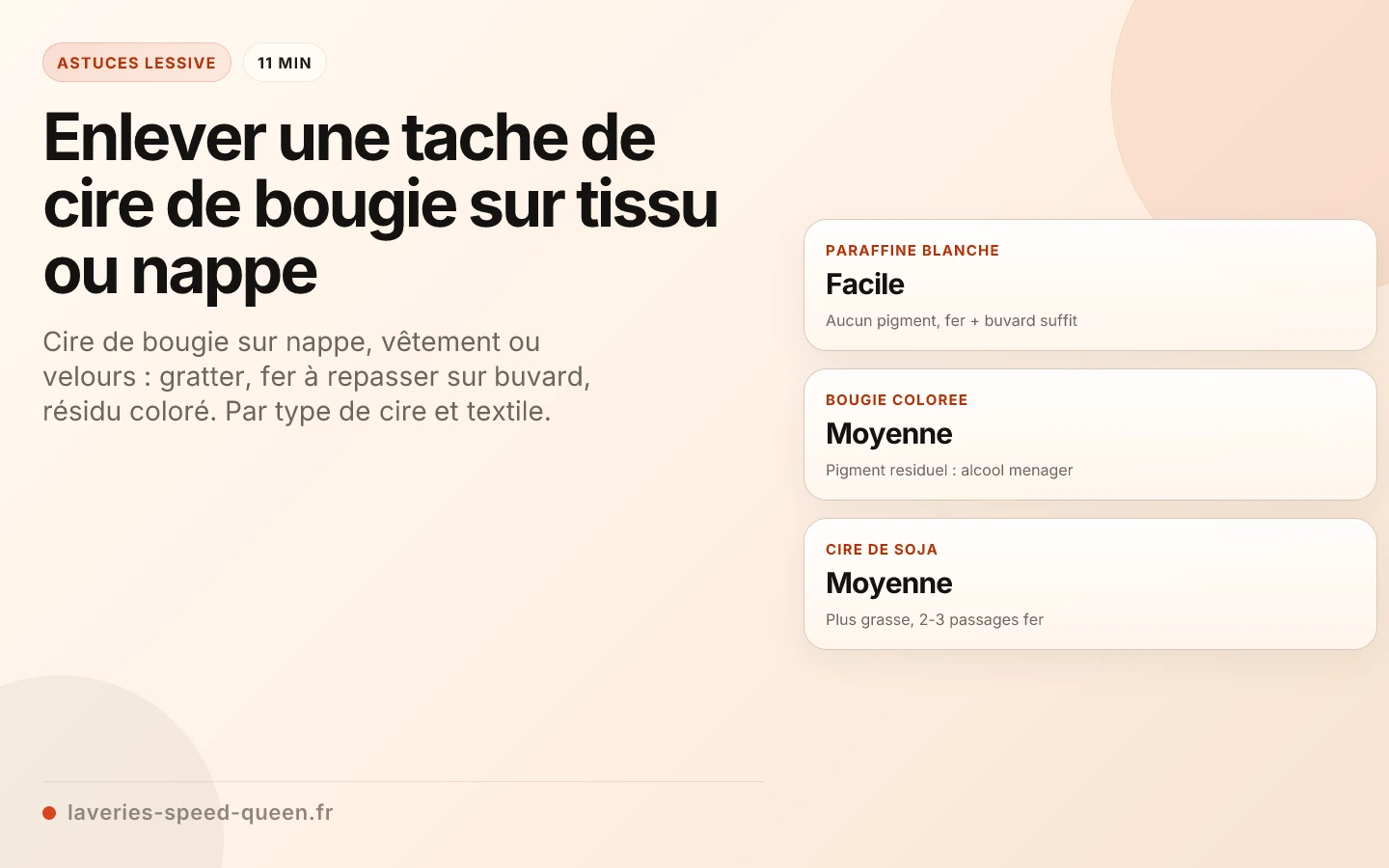 Enlever une tache de cire de bougie sur tissu ou nappe