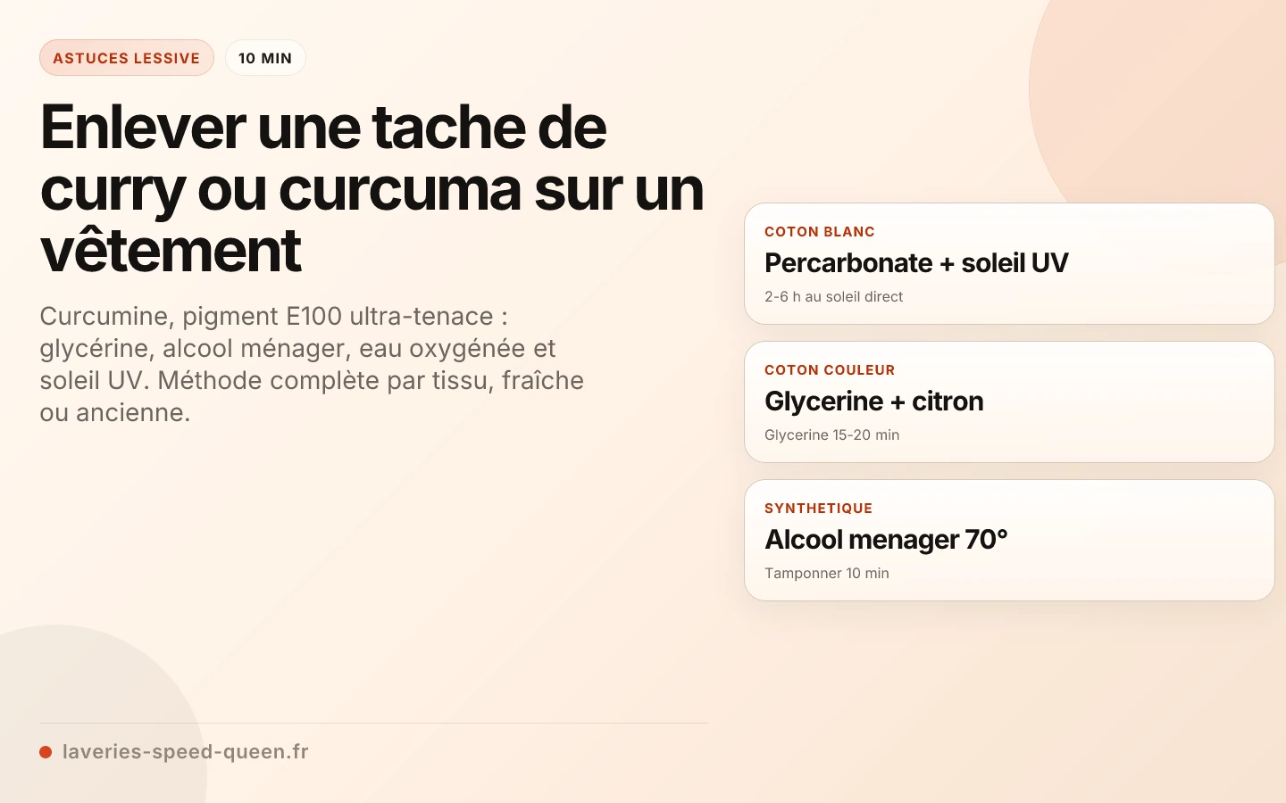 Enlever une tache de curry ou curcuma sur un vêtement