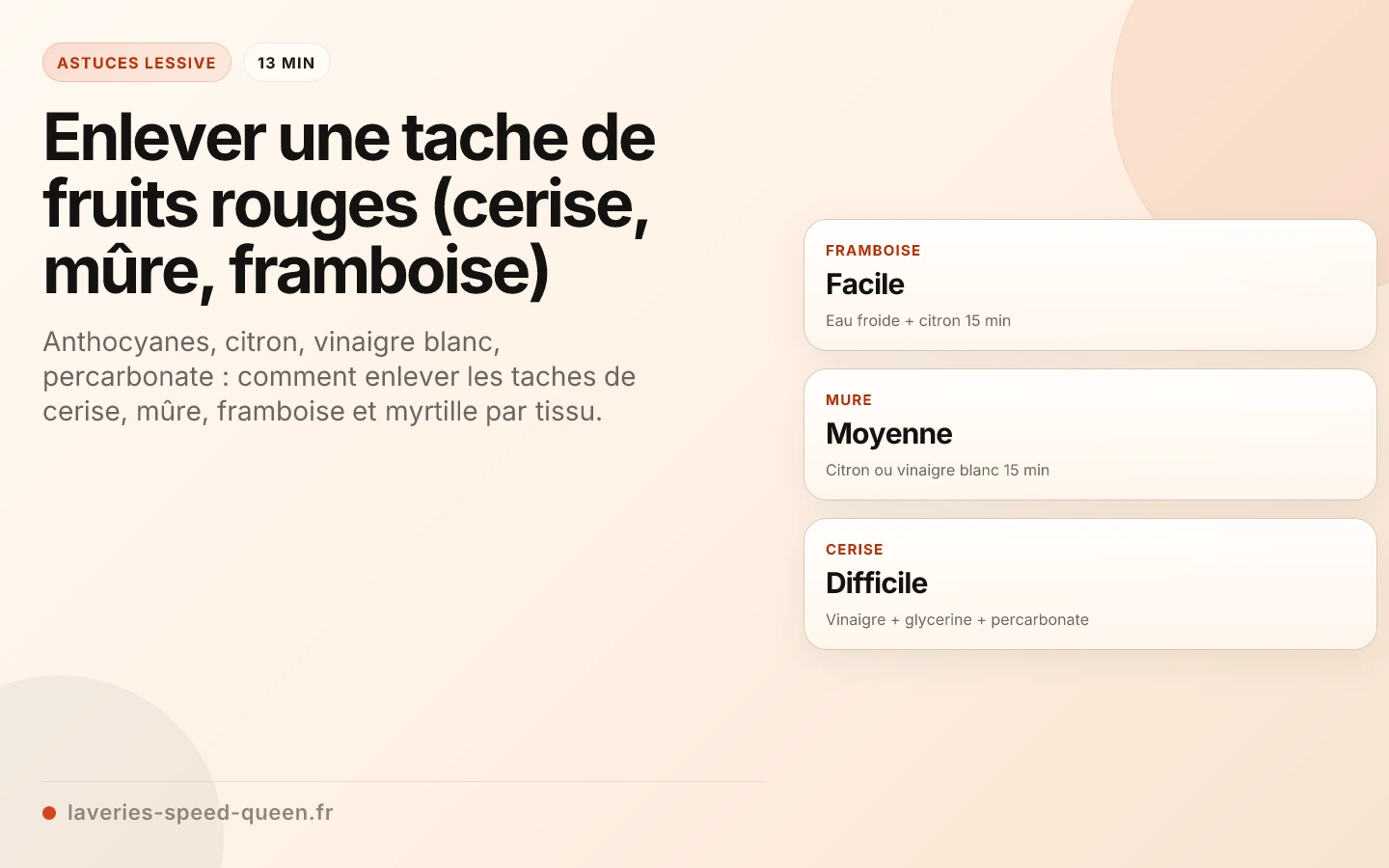 Enlever une tache de fruits rouges (cerise, mûre, framboise)