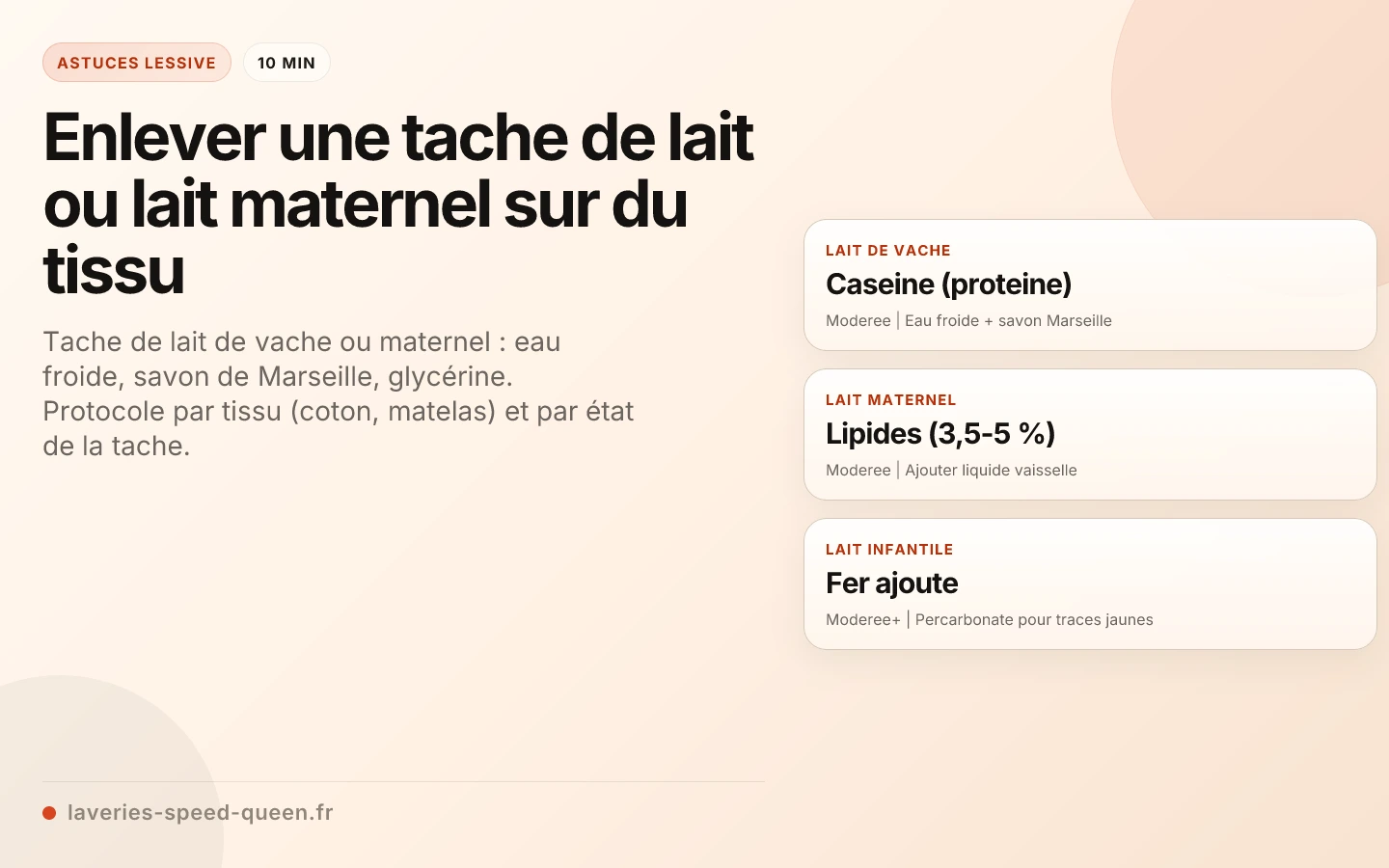 Enlever une tache de lait ou lait maternel sur du tissu