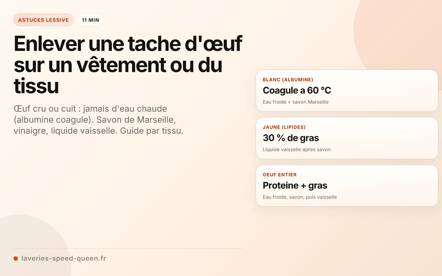 Enlever une tache d'œuf sur un vêtement ou du tissu