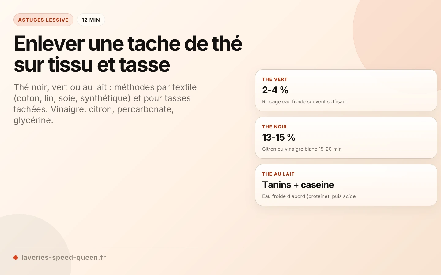Enlever une tache de thé sur tissu et tasse