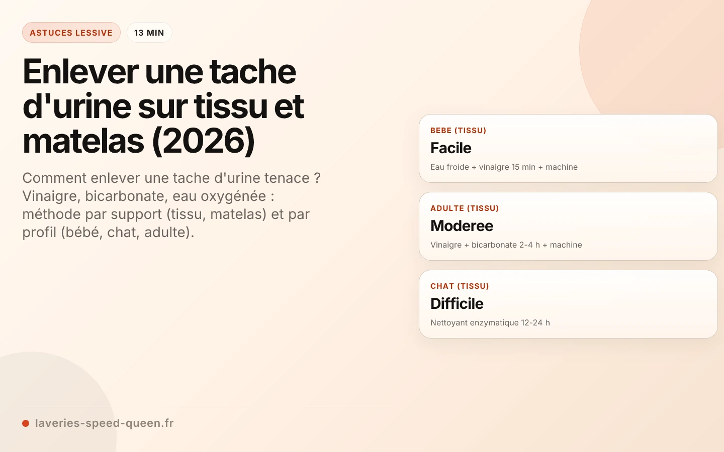 Enlever une tache d'urine sur tissu et matelas (2026)
