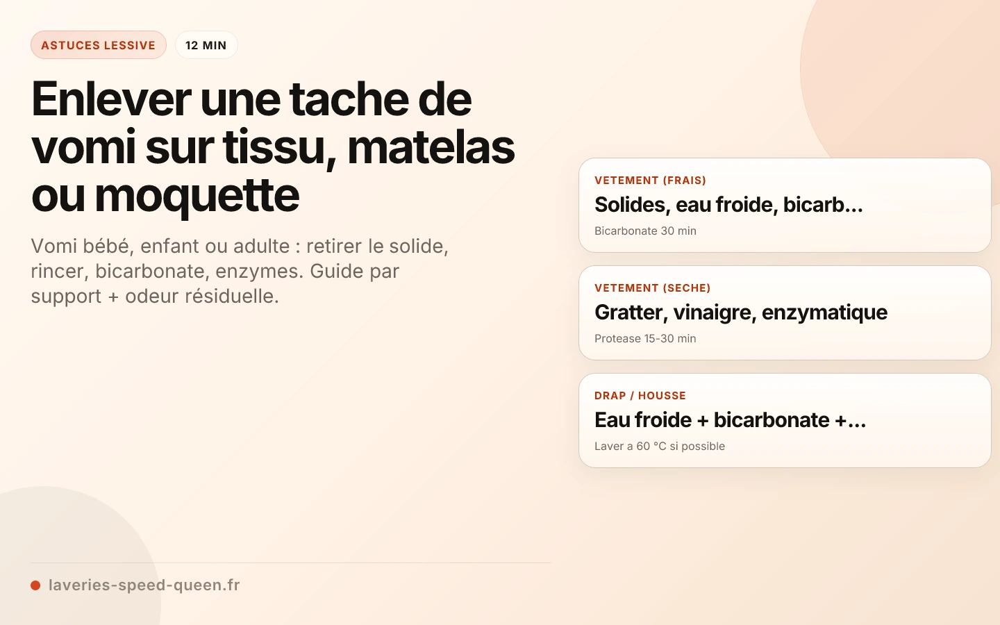 Enlever une tache de vomi sur tissu, matelas ou moquette