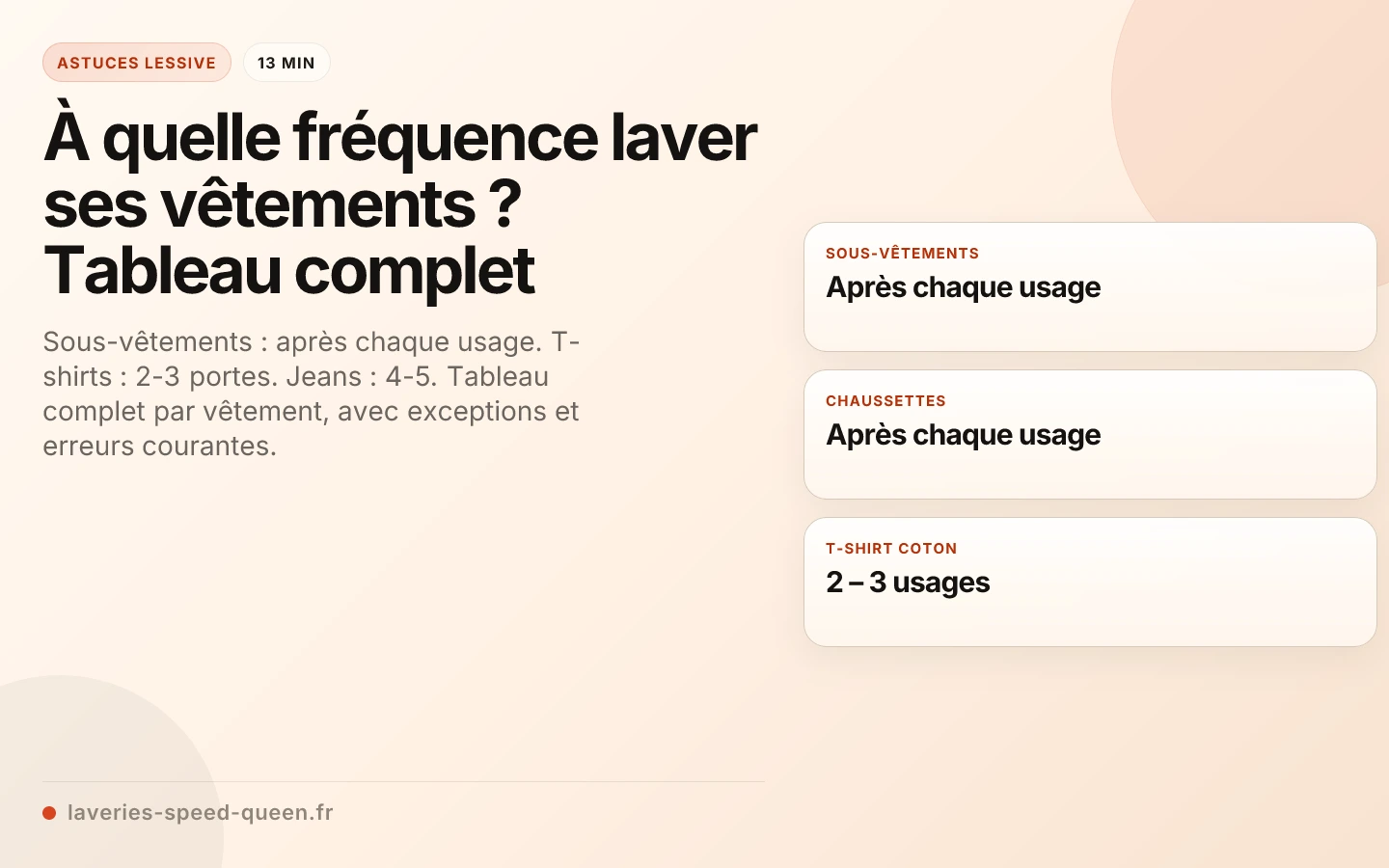 À quelle fréquence laver ses vêtements ? Tableau complet
