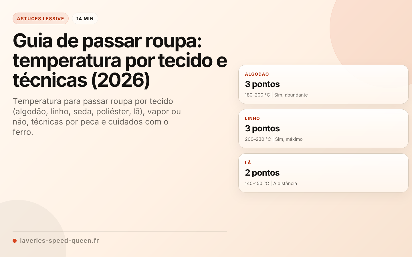 Guia de passar roupa: temperatura por tecido e técnicas (2026)