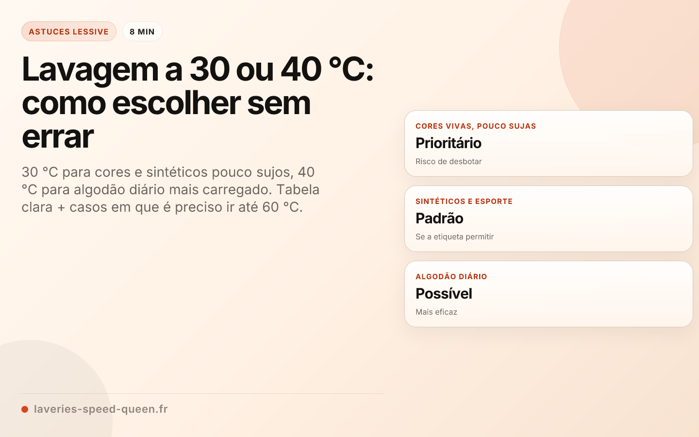 Lavagem a 30 ou 40 °C: como escolher sem errar