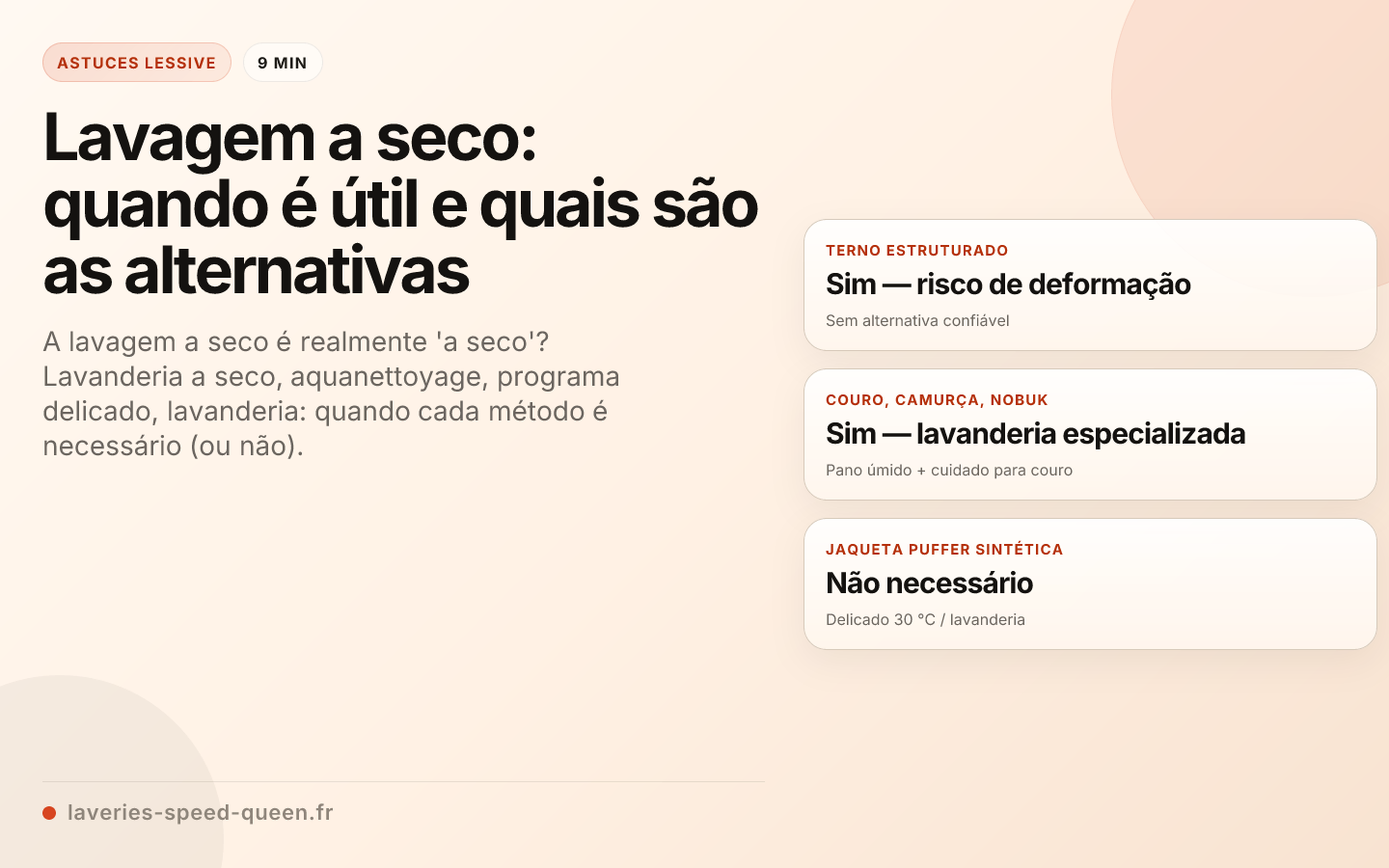 Lavagem a seco: quando é útil e quais são as alternativas
