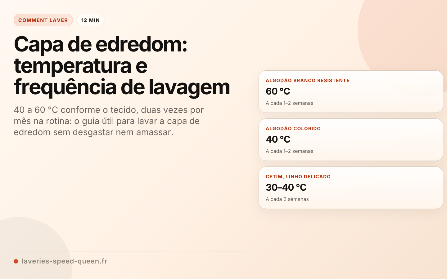 Capa de edredom: temperatura e frequência de lavagem