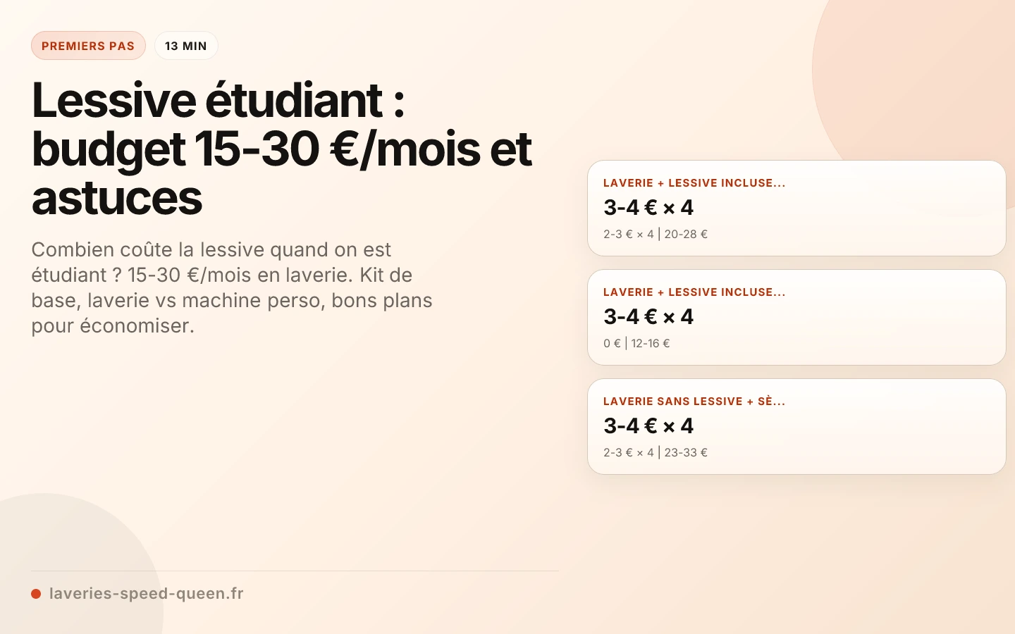 Lessive étudiant : budget 15-30 €/mois et astuces