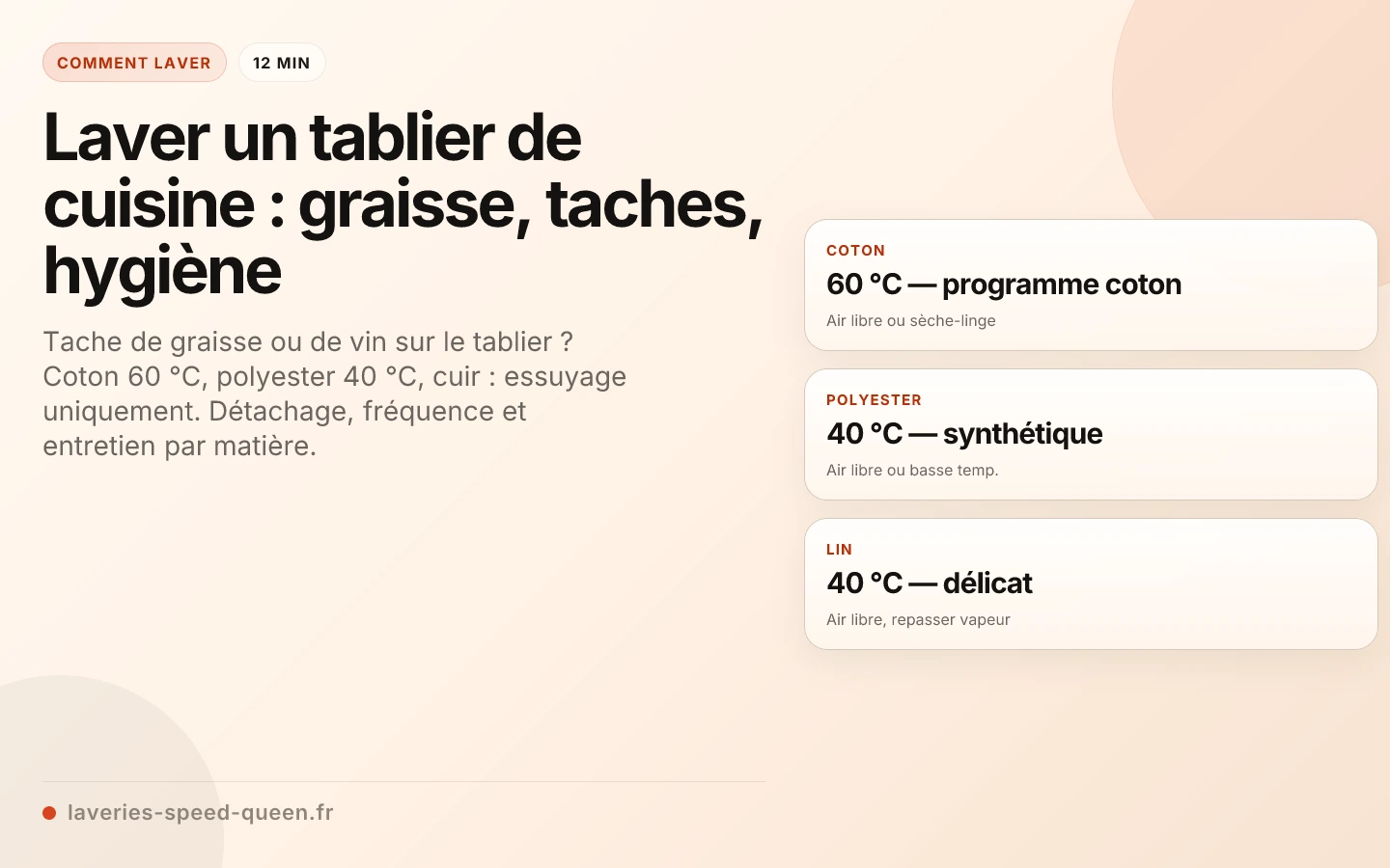 Laver un tablier de cuisine : graisse, taches, hygiène