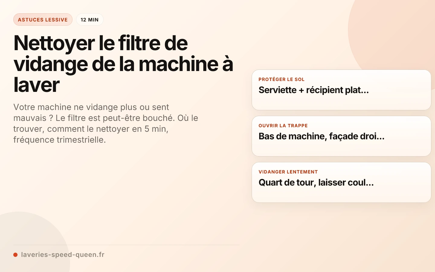 Nettoyer le filtre de vidange de la machine à laver