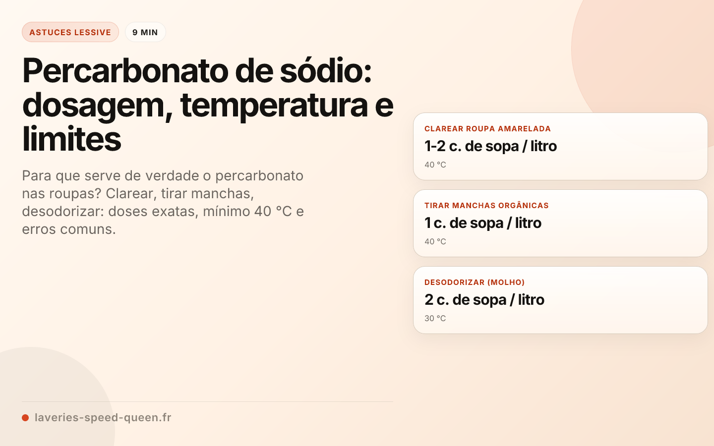 Percarbonato de sódio: dosagem, temperatura e limites