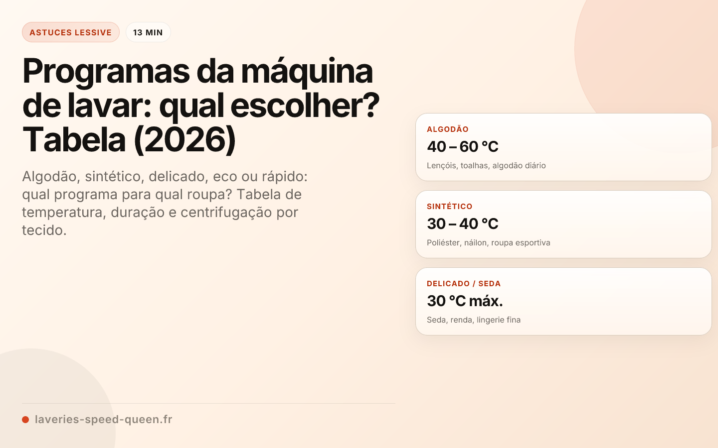 Programas da máquina de lavar: qual escolher? Tabela (2026)