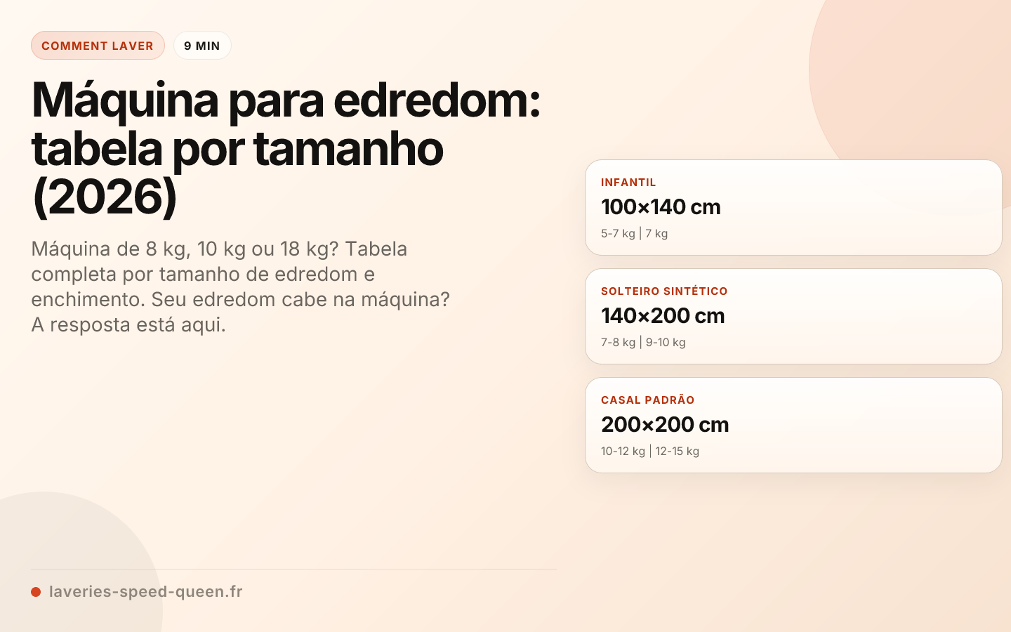 Máquina para edredom: tabela por tamanho (2026)