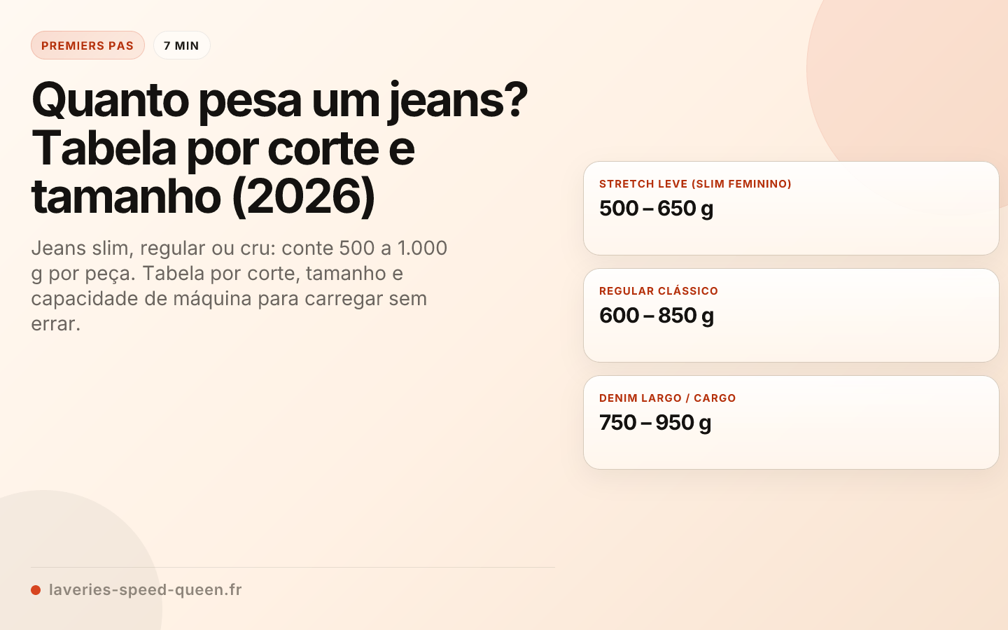 Quanto pesa um jeans? Tabela por corte e tamanho (2026)